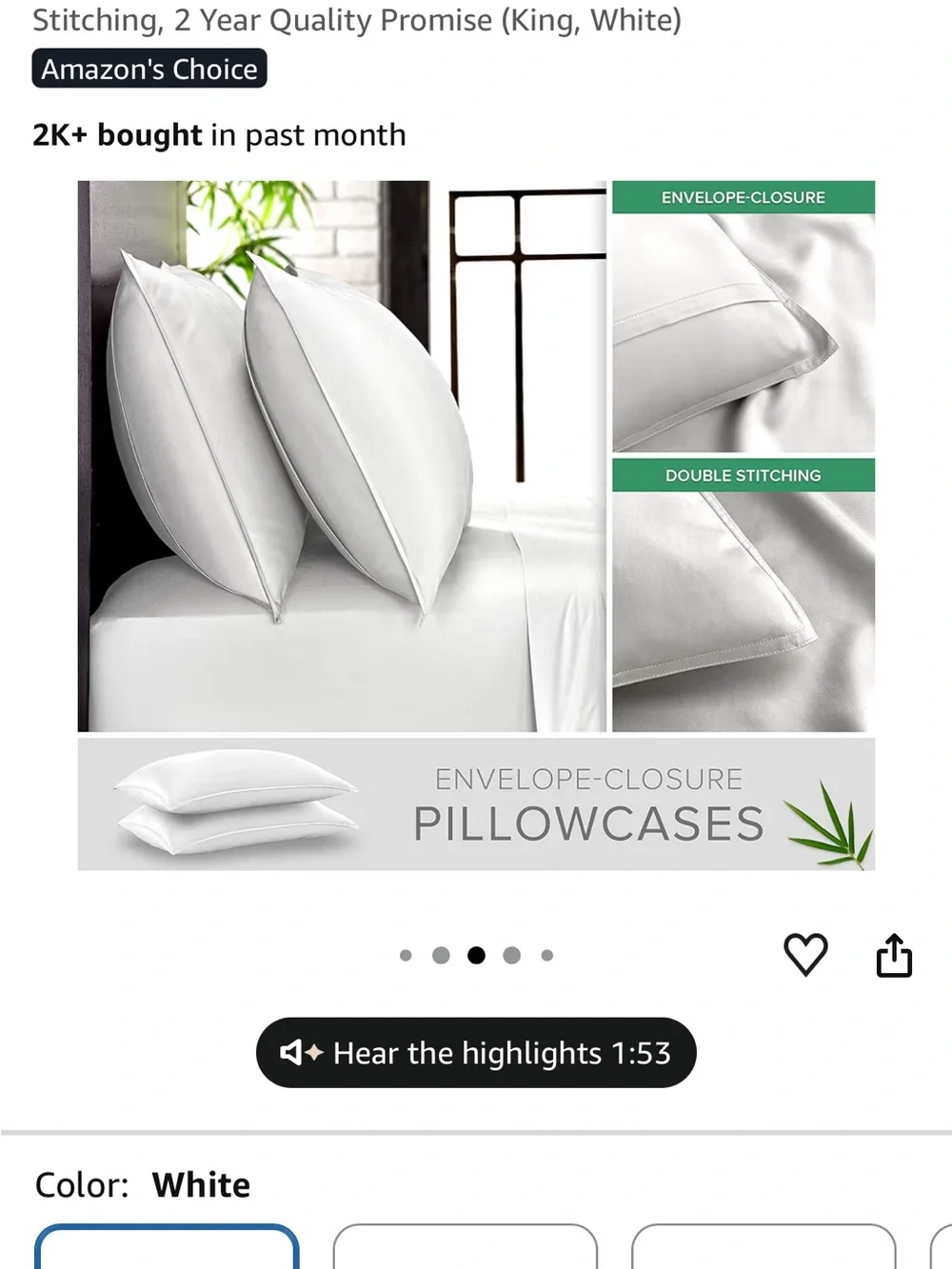 King White Bamboo-Cotton Bed Sheet Set - Soft Breathable Home Bedding